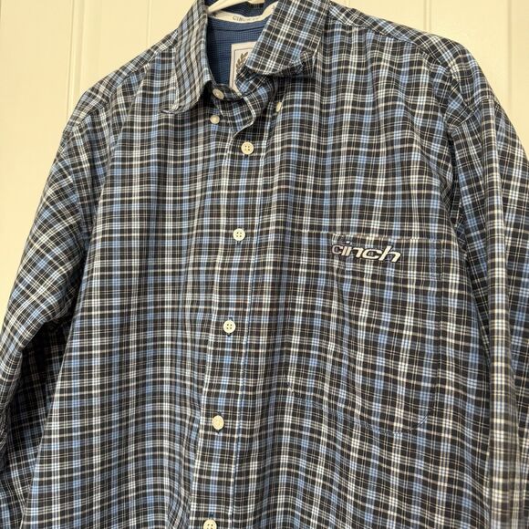 Cinch Other - Cinch Plaid Long Sleeve Button Down Western Shirt Men’s Medium Blue Cowboy Rodeo